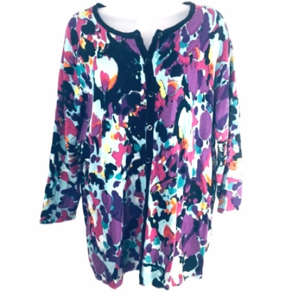 august silk Sweaters - PLUS Size Colorful Cardigan 3/4 length sleeves